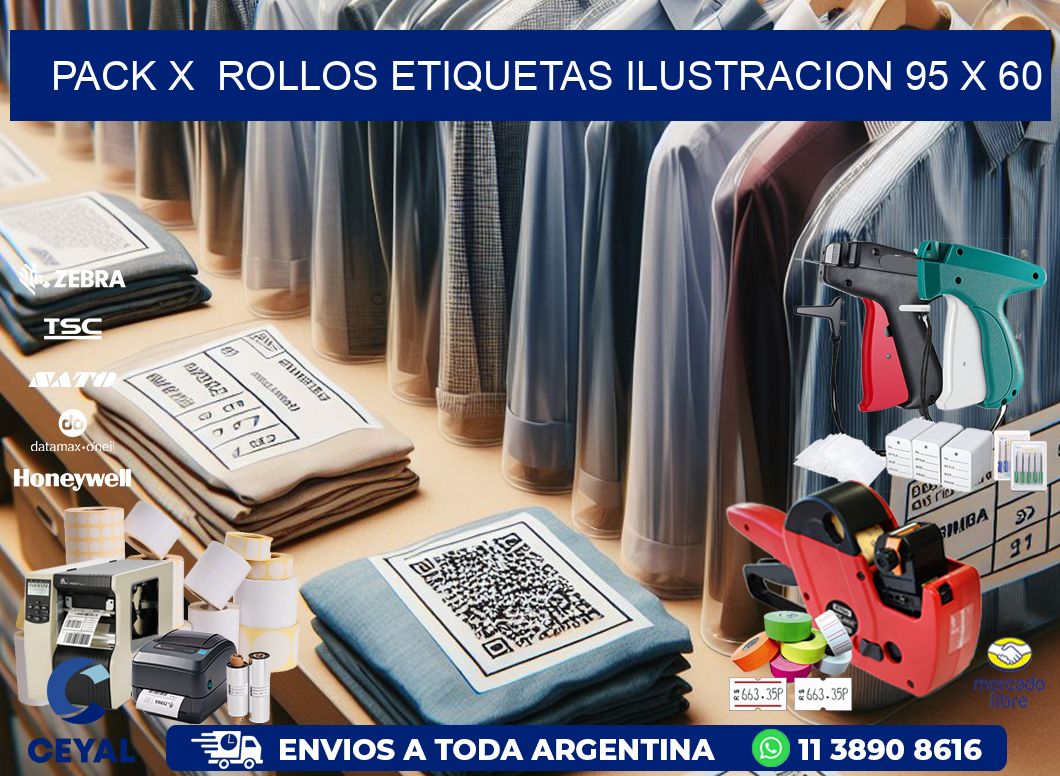 Pack X  Rollos Etiquetas Ilustracion 95 x 60
