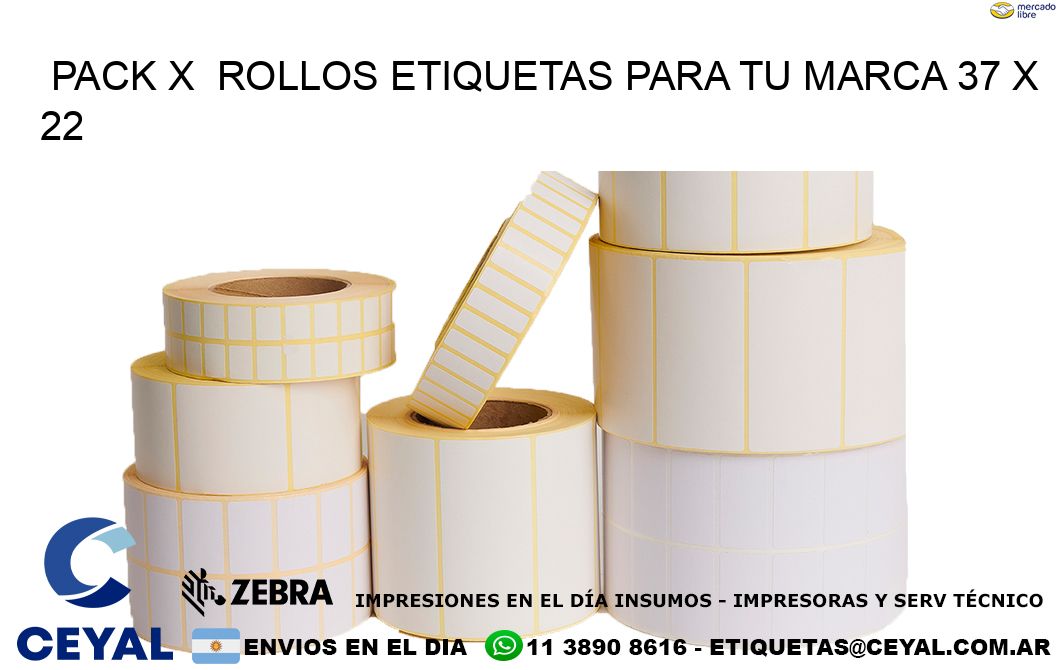 Pack X  Rollos Etiquetas para tu marca 37 x 22