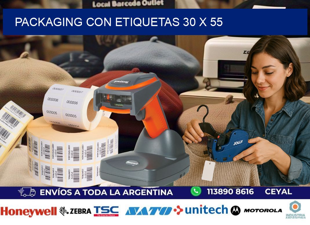 Packaging con etiquetas 30 x 55