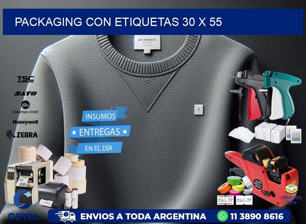 Packaging con etiquetas 30 x 55