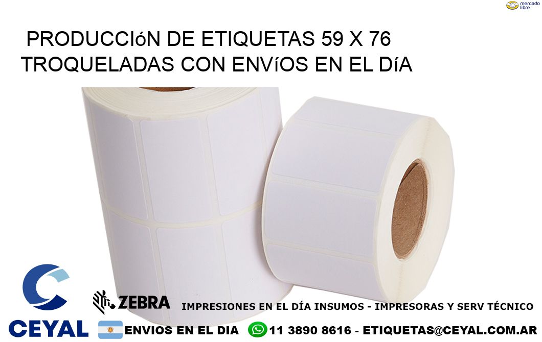 Producción de etiquetas 59 x 76 troqueladas con envíos en el día