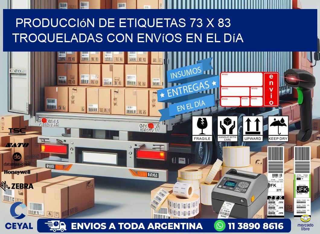 Producción de etiquetas 73 x 83 troqueladas con envíos en el día