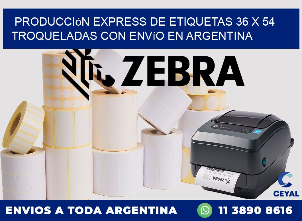Producción express de etiquetas 36 x 54 troqueladas con envío en Argentina
