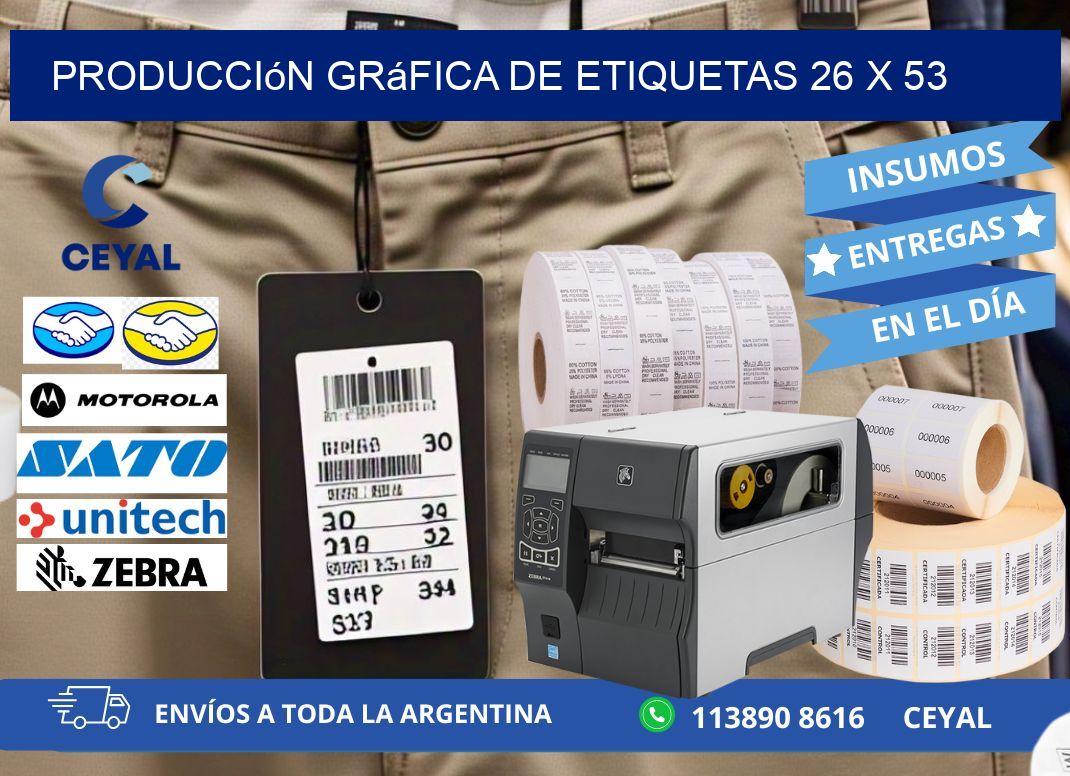 Producción gráfica de etiquetas 26 x 53