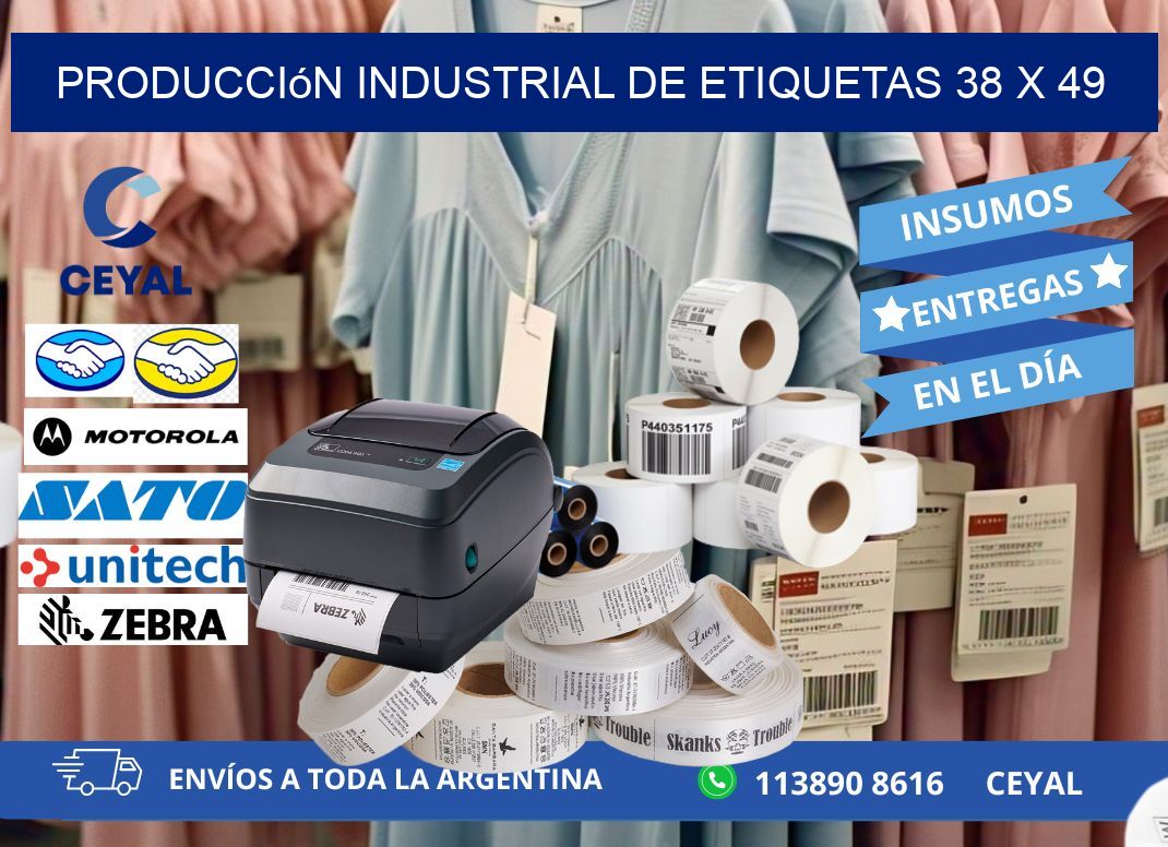 Producción industrial de etiquetas 38 x 49