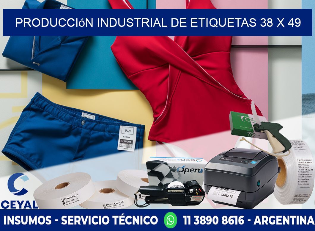 Producción industrial de etiquetas 38 x 49