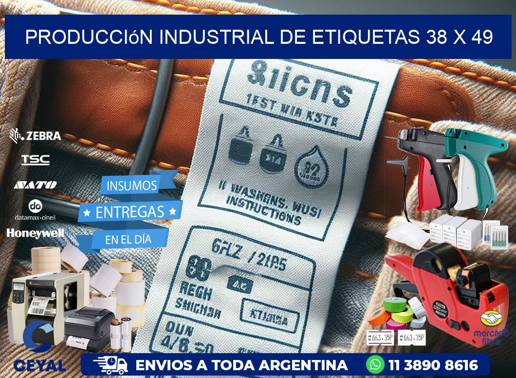 Producción industrial de etiquetas 38 x 49