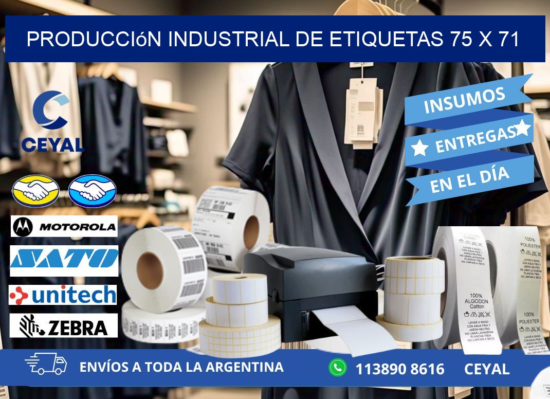 Producción industrial de etiquetas 75 x 71