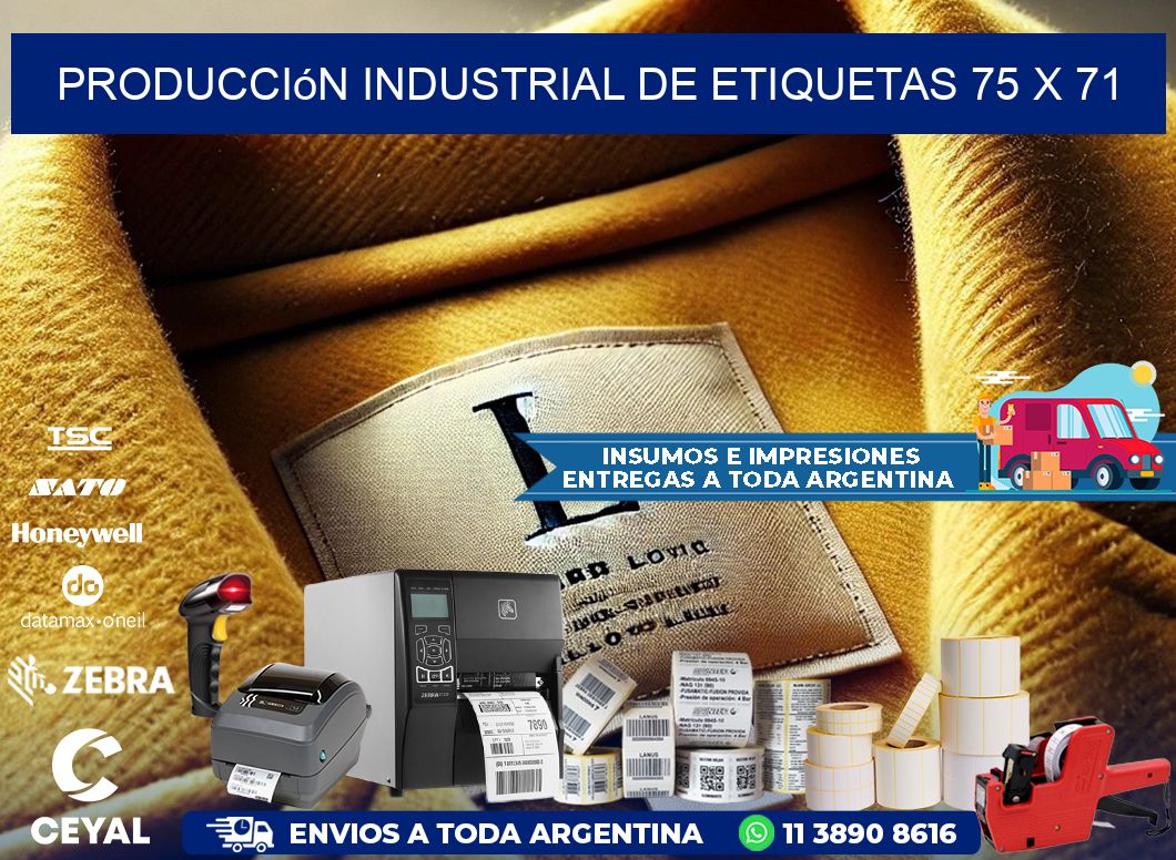 Producción industrial de etiquetas 75 x 71