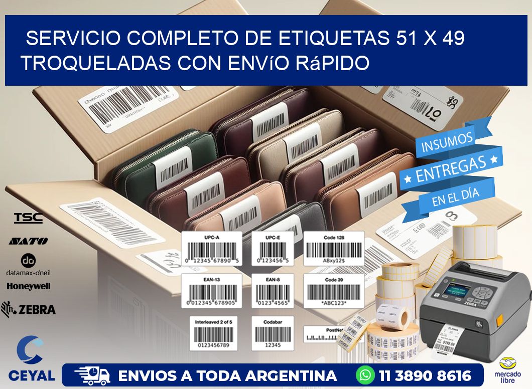 Servicio completo de etiquetas 51 x 49 troqueladas con envío rápido