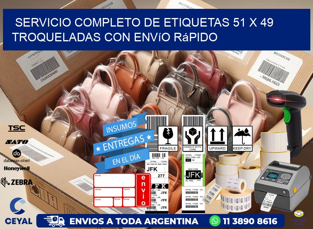 Servicio completo de etiquetas 51 x 49 troqueladas con envío rápido