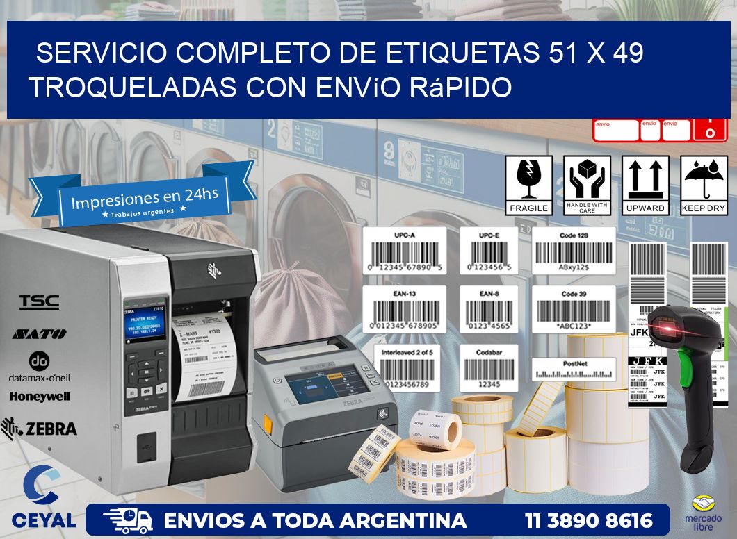 Servicio completo de etiquetas 51 x 49 troqueladas con envío rápido