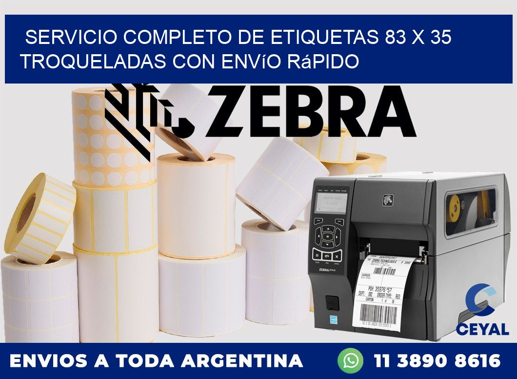 Servicio completo de etiquetas 83 x 35 troqueladas con envío rápido