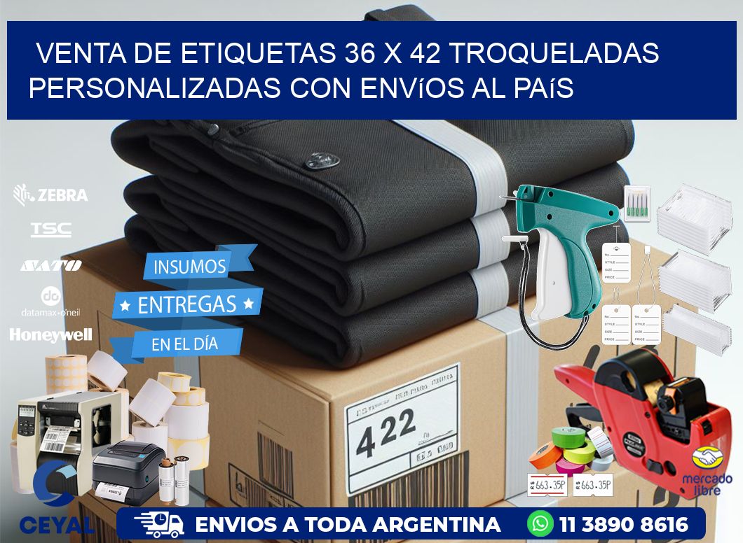 Venta de etiquetas 36 x 42 troqueladas personalizadas con envíos al país