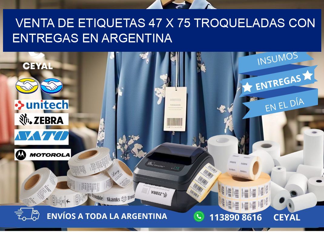 Venta de etiquetas 47 x 75 troqueladas con entregas en Argentina