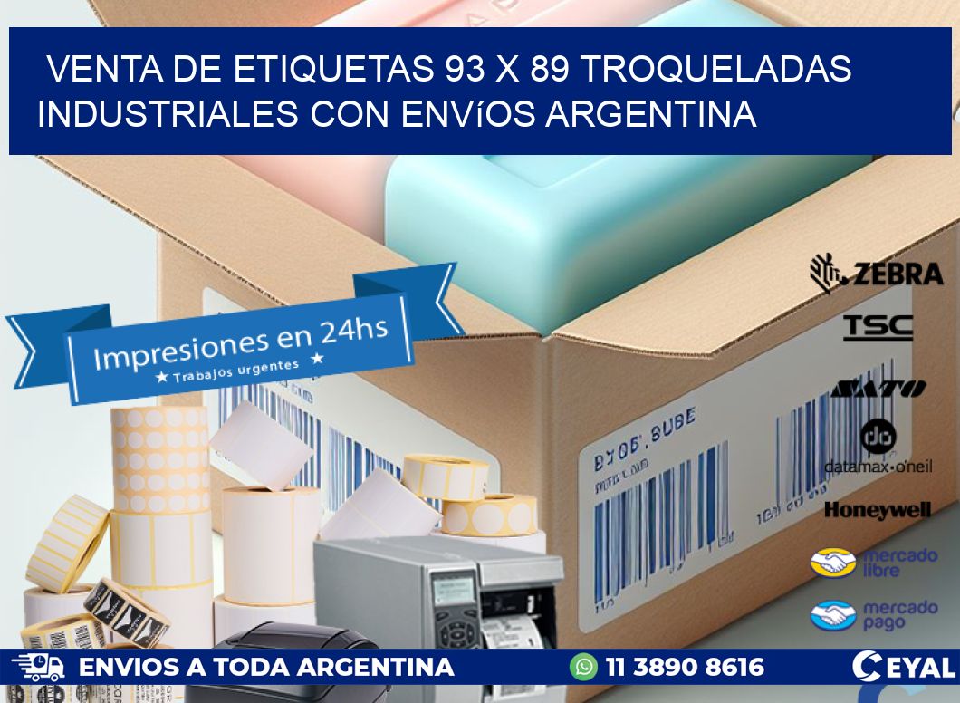 Venta de etiquetas 93 x 89 troqueladas industriales con envíos Argentina