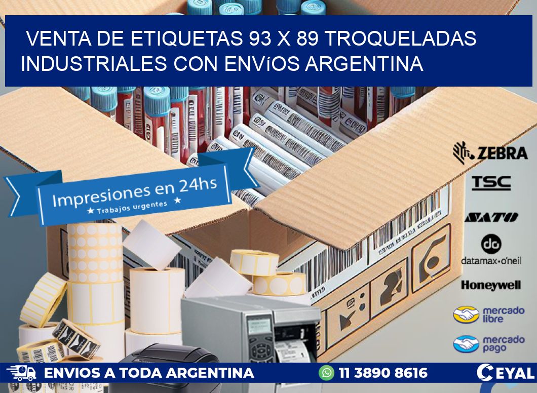 Venta de etiquetas 93 x 89 troqueladas industriales con envíos Argentina