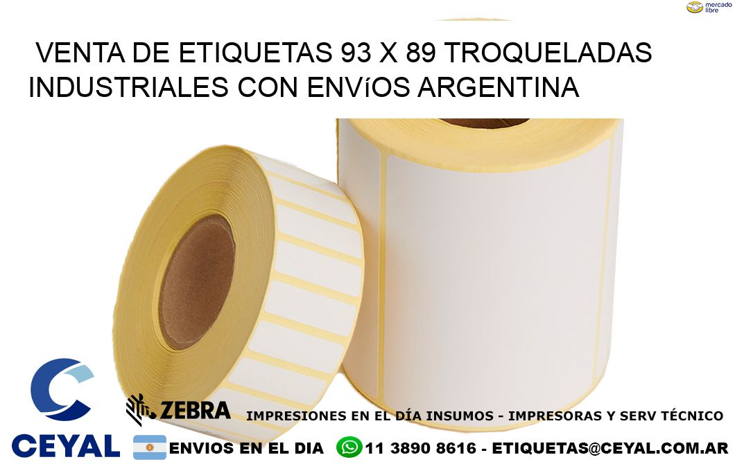 Venta de etiquetas 93 x 89 troqueladas industriales con envíos Argentina
