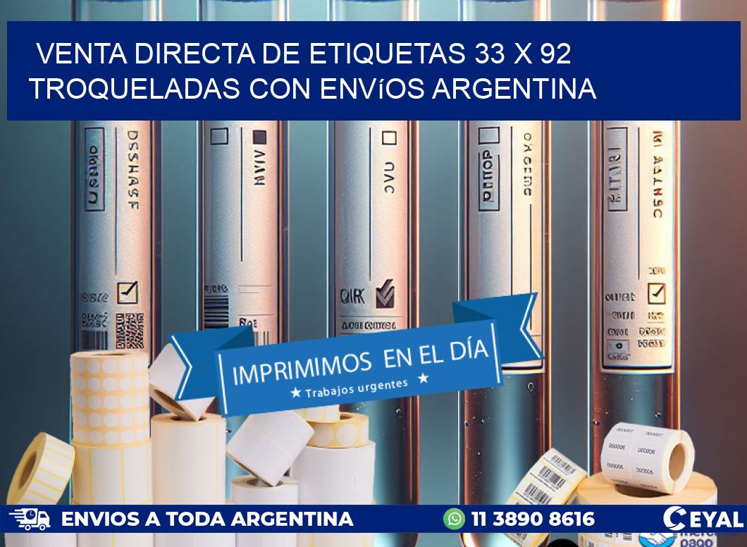 Venta directa de etiquetas 33 x 92 troqueladas con envíos Argentina