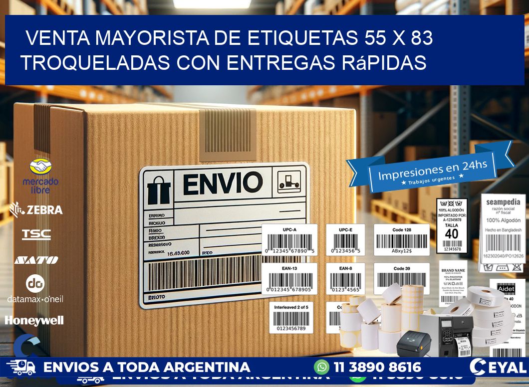 Venta mayorista de etiquetas 55 x 83 troqueladas con entregas rápidas