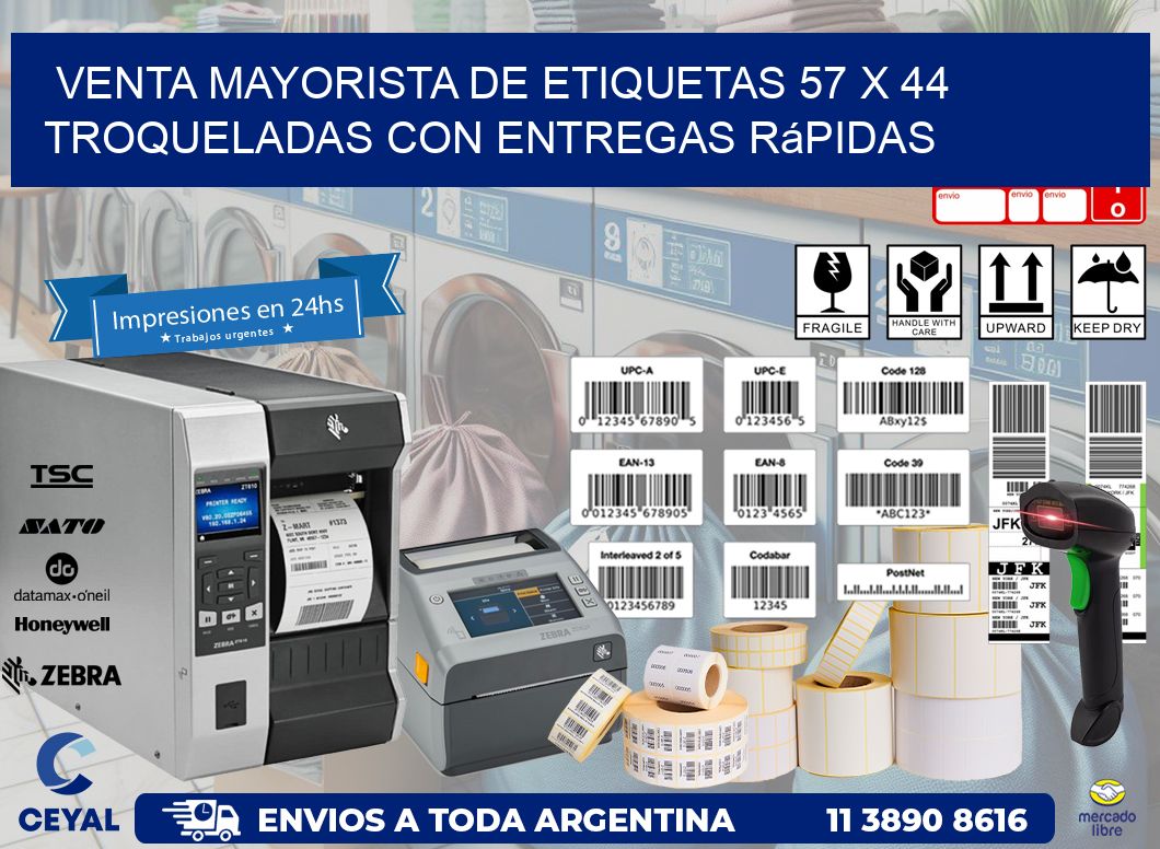 Venta mayorista de etiquetas 57 x 44 troqueladas con entregas rápidas