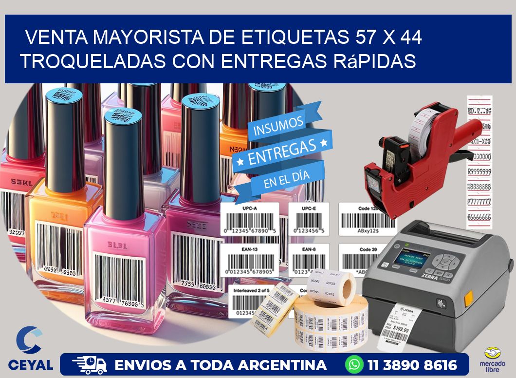 Venta mayorista de etiquetas 57 x 44 troqueladas con entregas rápidas