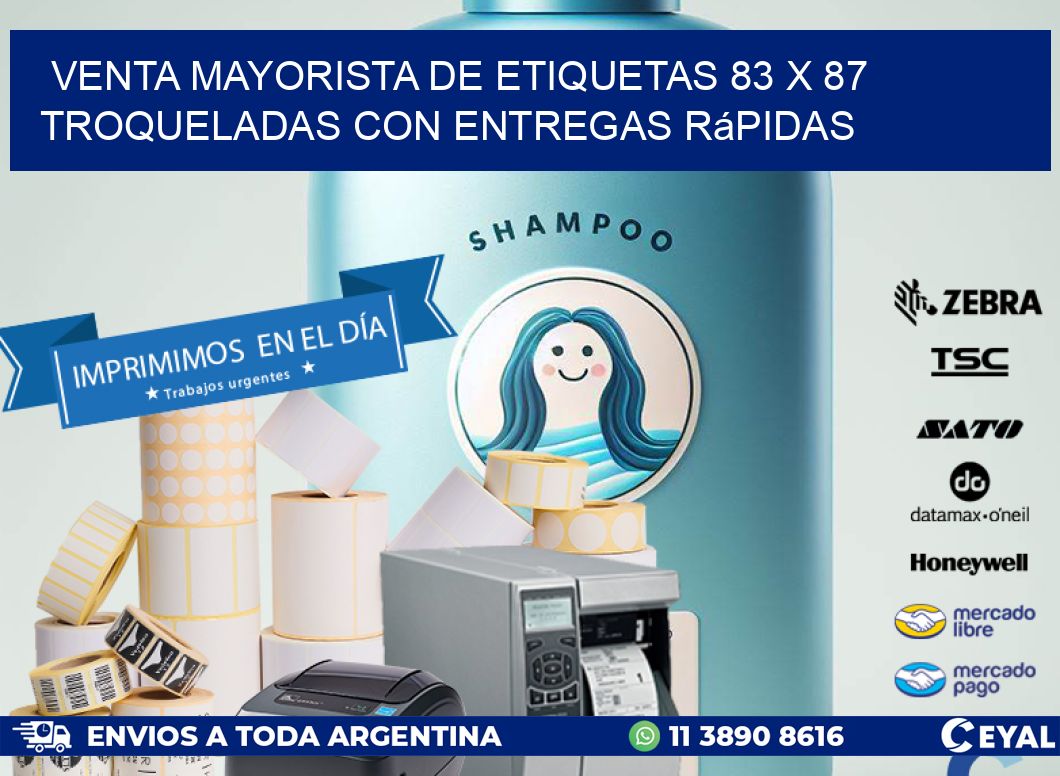 Venta mayorista de etiquetas 83 x 87 troqueladas con entregas rápidas