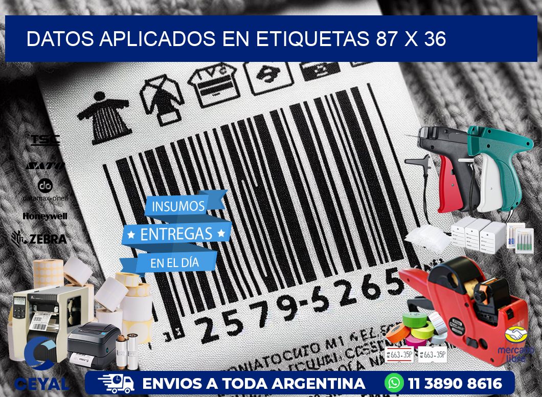 datos aplicados en etiquetas 87 x 36