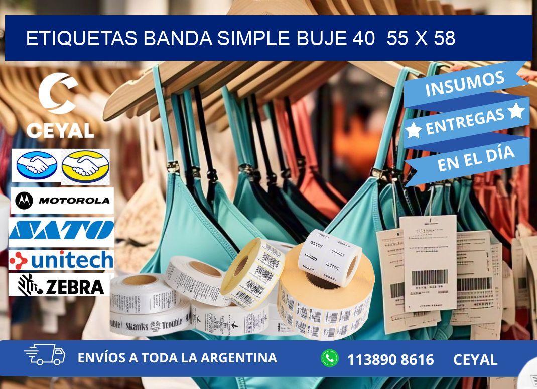 etiquetas banda simple buje 40  55 x 58