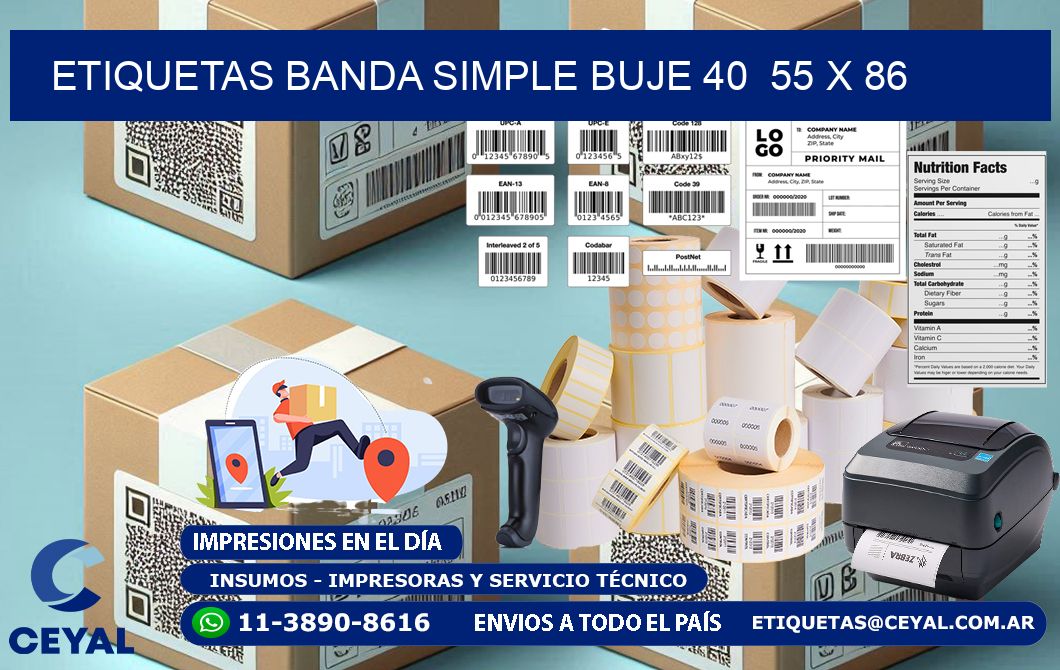 etiquetas banda simple buje 40  55 x 86