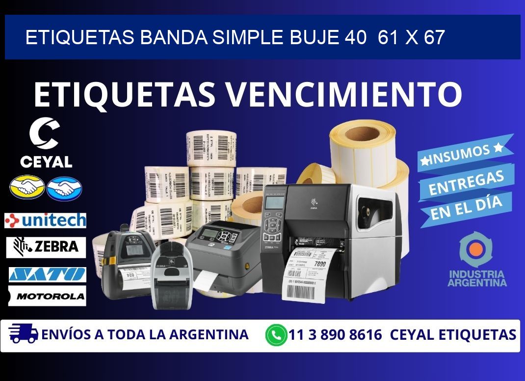 etiquetas banda simple buje 40  61 x 67