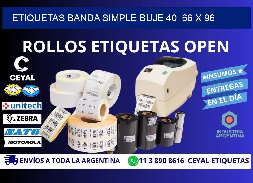 etiquetas banda simple buje 40  66 x 96