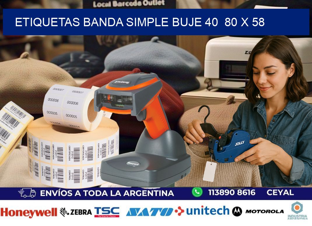etiquetas banda simple buje 40  80 x 58