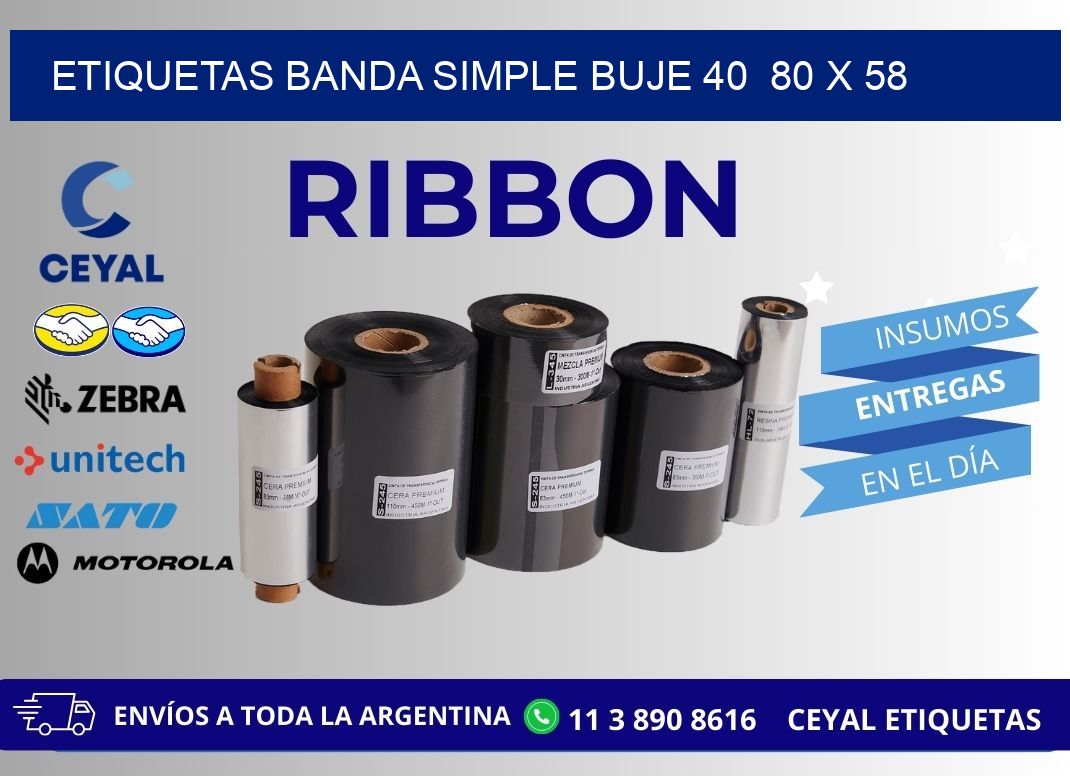 etiquetas banda simple buje 40  80 x 58