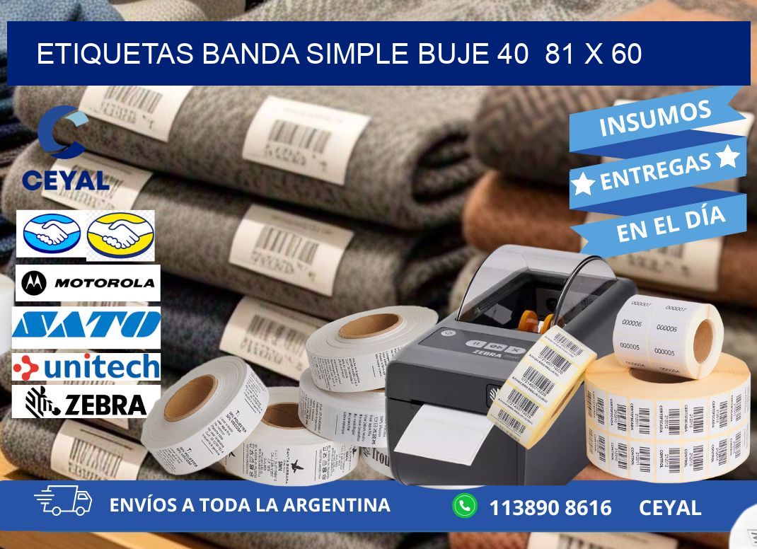 etiquetas banda simple buje 40  81 x 60