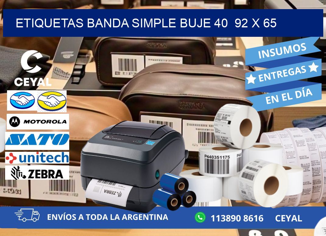 etiquetas banda simple buje 40  92 x 65