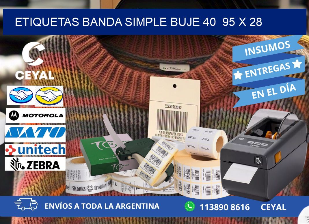 etiquetas banda simple buje 40  95 x 28