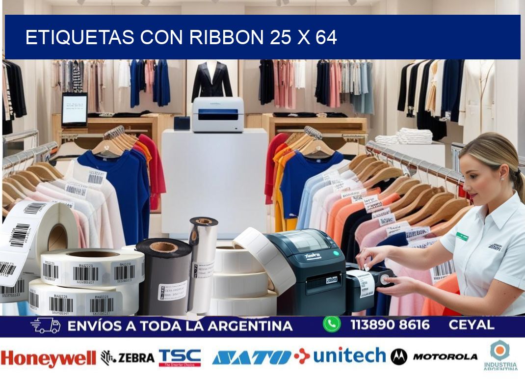 etiquetas con ribbon 25 x 64