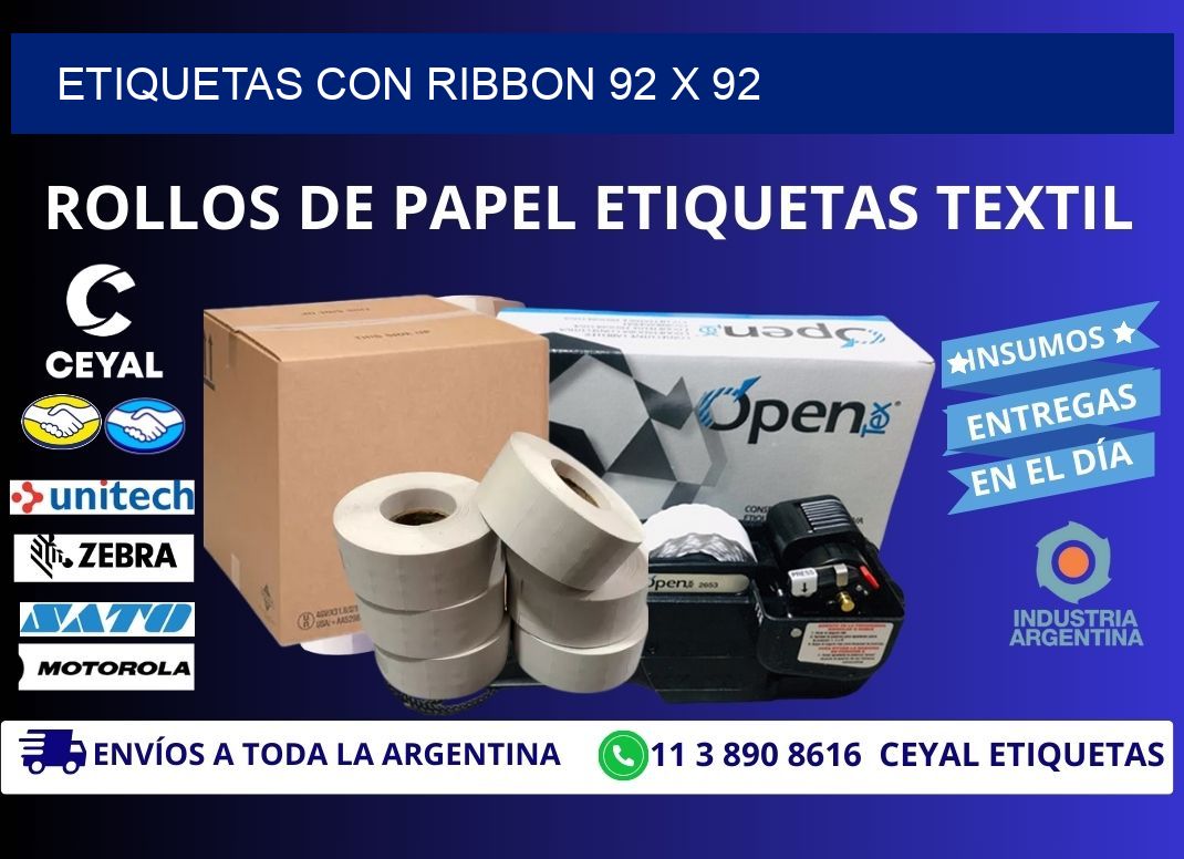 etiquetas con ribbon 92 x 92