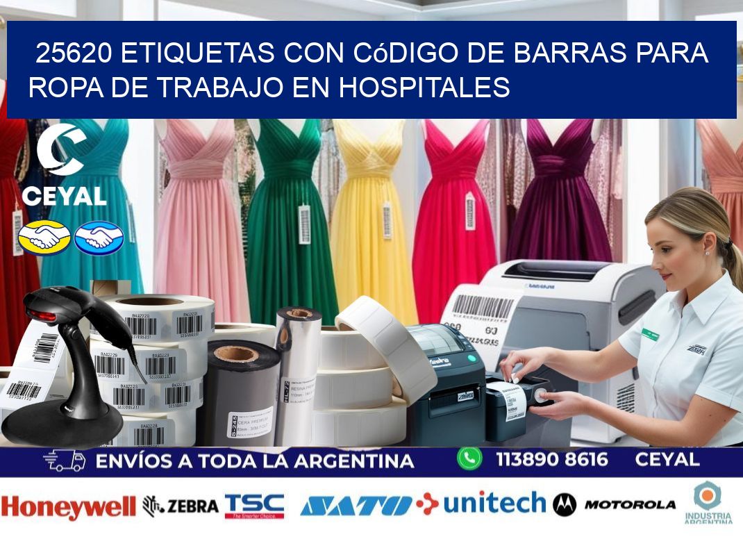 25620 Etiquetas con código de barras para ropa de trabajo en hospitales