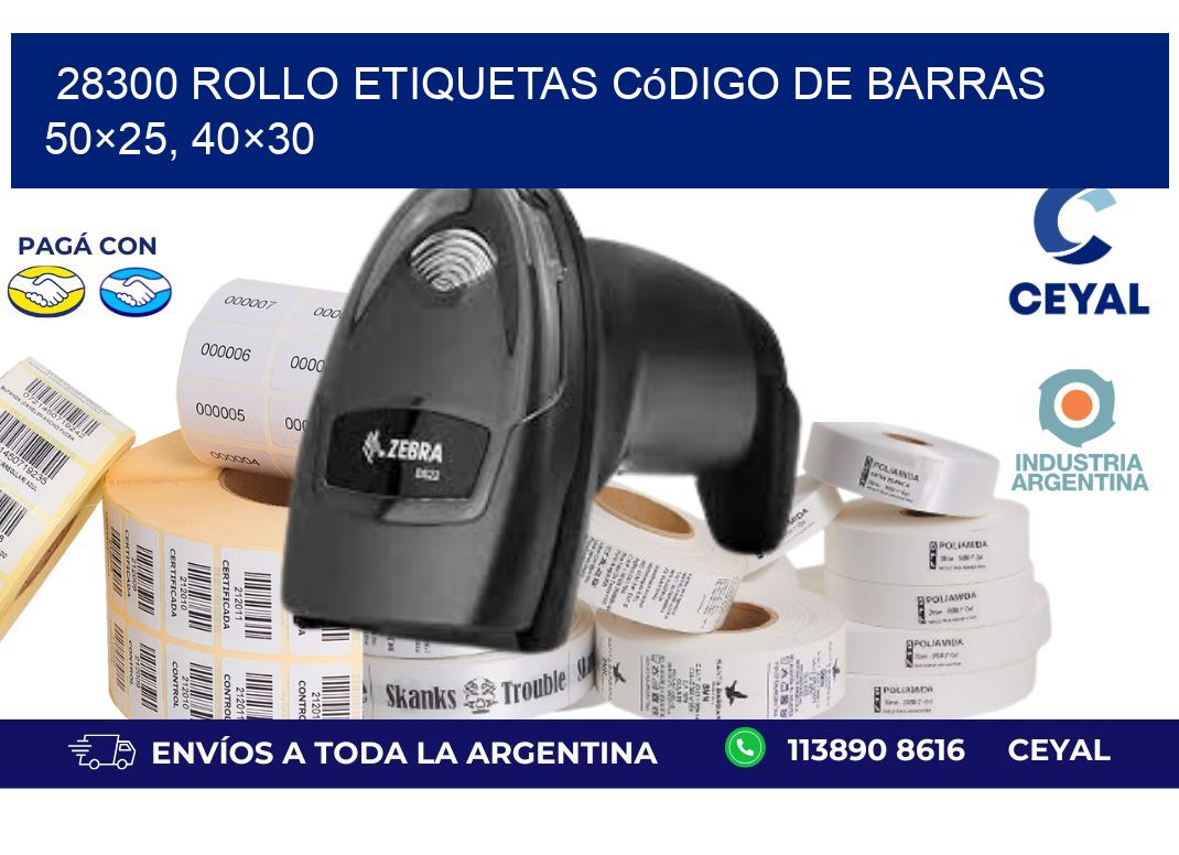 28300 rollo etiquetas código de barras 50×25, 40×30