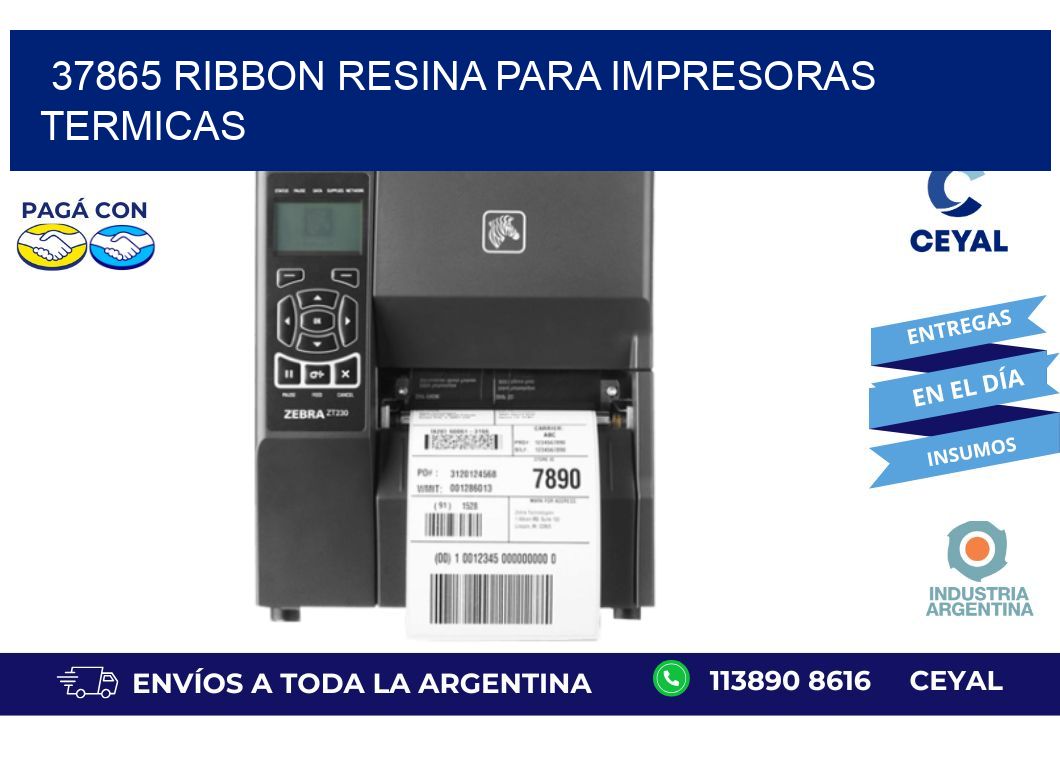 37865 ribbon resina para impresoras termicas