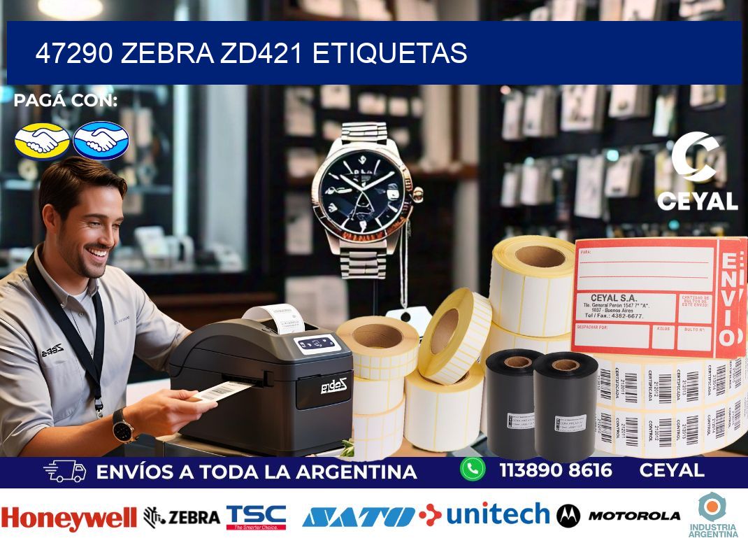 47290 Zebra ZD421 etiquetas