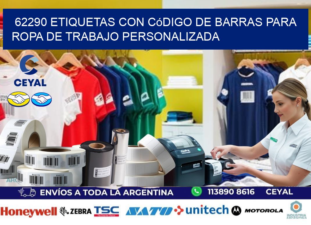 62290 Etiquetas con código de barras para ropa de trabajo personalizada