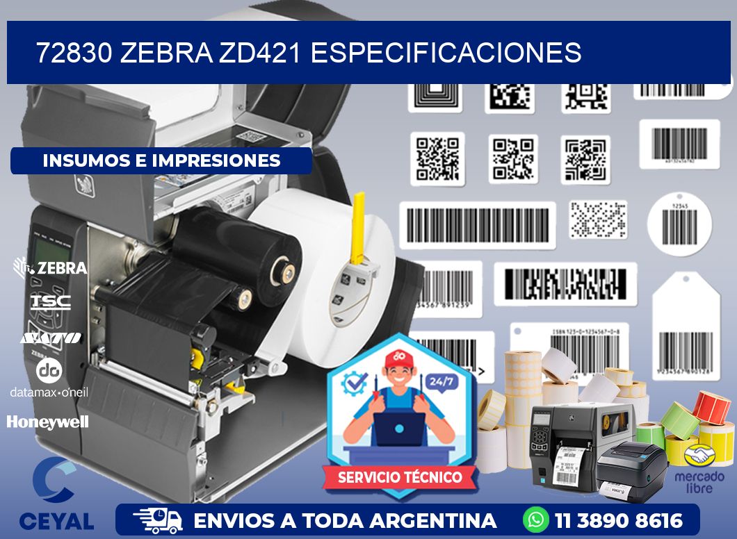 72830 Zebra ZD421 especificaciones