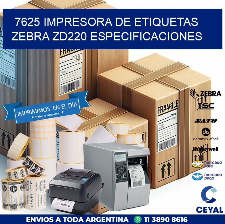 7625 impresora de etiquetas Zebra ZD220 especificaciones
