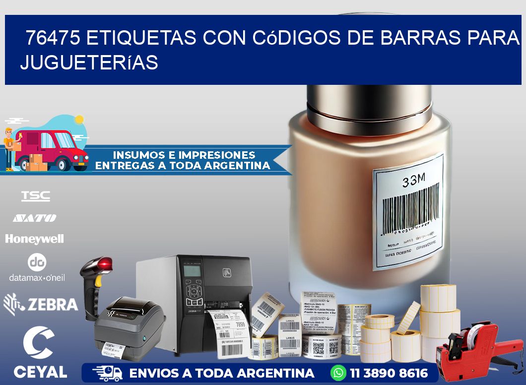 76475 etiquetas con códigos de barras para jugueterías