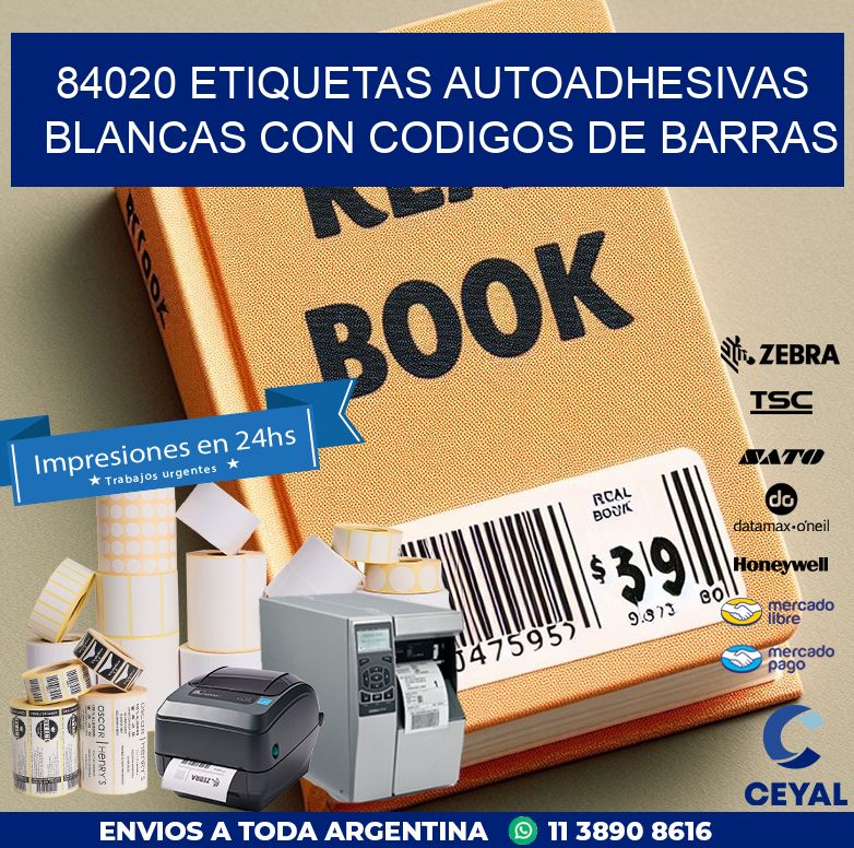 84020 etiquetas autoadhesivas blancas con codigos de barras