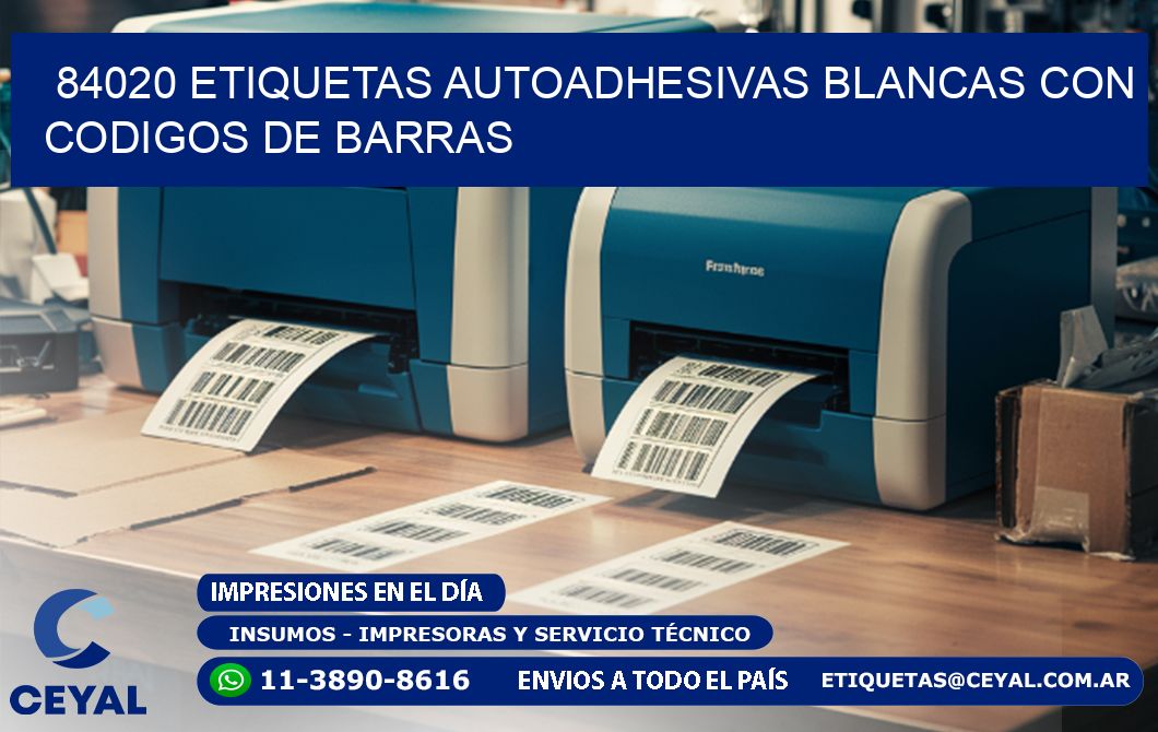 84020 etiquetas autoadhesivas blancas con codigos de barras