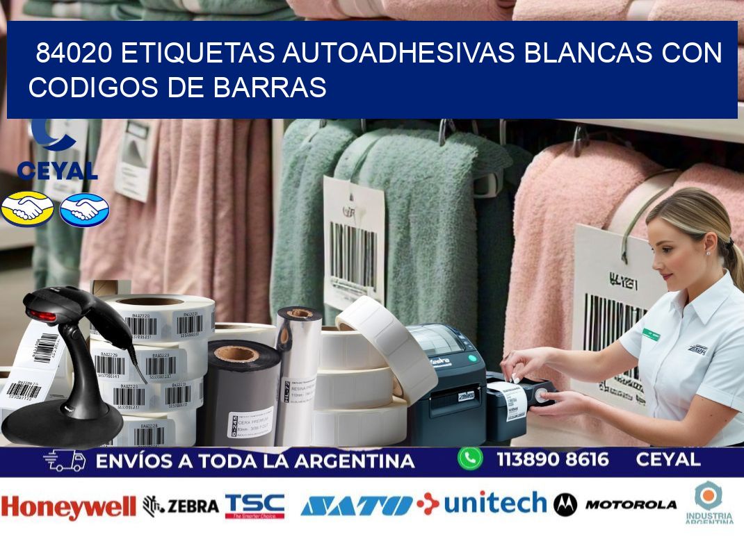 84020 etiquetas autoadhesivas blancas con codigos de barras